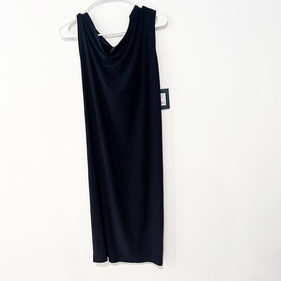 NEW Norma Kamali Drop One Shoulder Shift Midi Dress in Midnight Blue size small - Picture 5 of 10